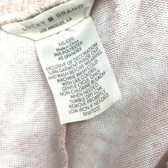 Lucky Brand Women's Size XXL Floral Top & Short 2 Piece Pajama Set Pink Cream - Picture 6 of 10